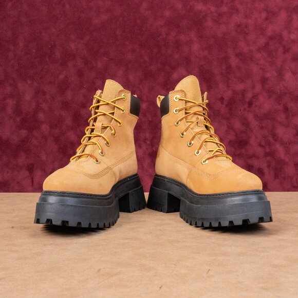 Timberland Women Wheat Nubuck Stompers 6 Sky High Platform Boots sz 7 - Picture 3 of 7